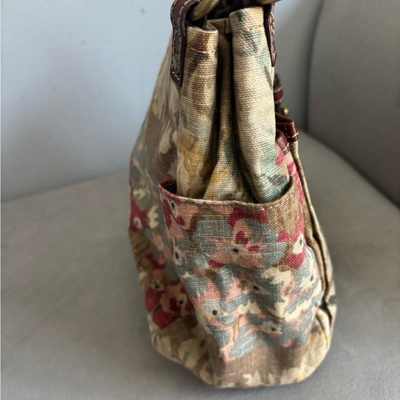 👜 Vintage Fossil Floral Canvas & Leather Shoulder / Crossbody Bag (Y2K) - Picture 4 of 16